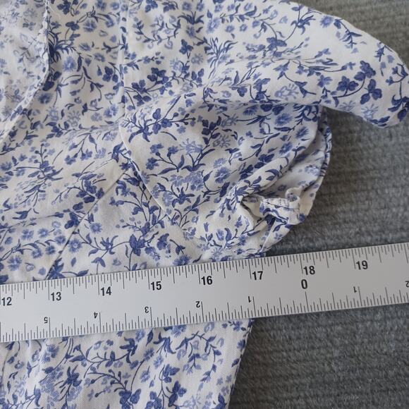 Reformation Margeaux Dress Women 4 Blue Floral Johanna Mini Button Front Cottage - Picture 8 of 13